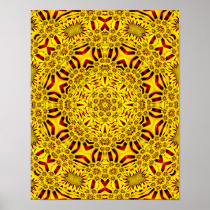 Gele en rode Kaleidoscoop Poster