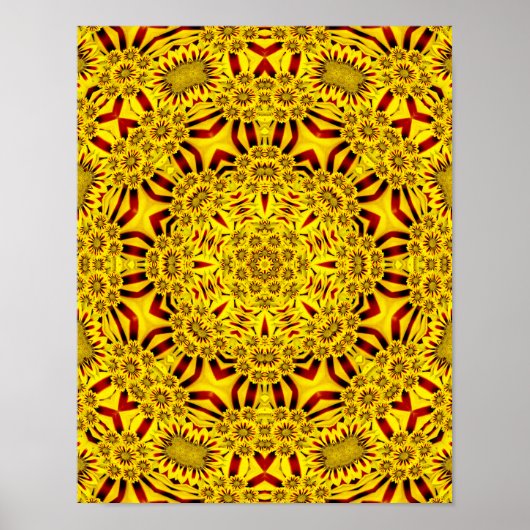 Gele en rode  Kaleidoscoop Poster (Voorkant)