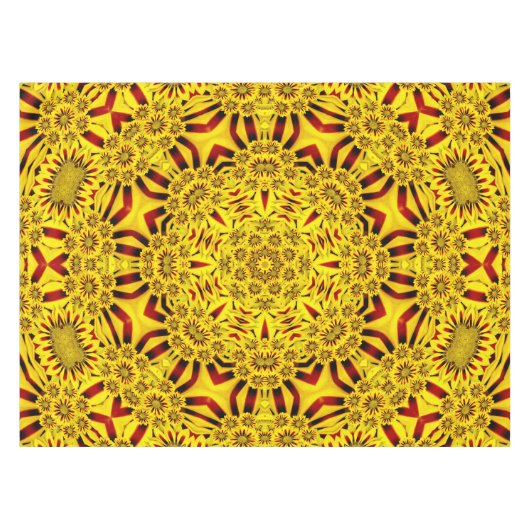 Gele en rode  Kaleidoscoop Tafelkleed (Voorkant (Horizontaal))