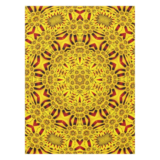 Gele en rode  Kaleidoscoop Tafelkleed (Voorkant)