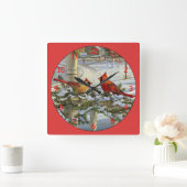 Gele en rode kardinalen vierkante klok (Huis)
