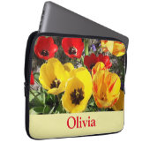 Gele en rode laptophoes laptop sleeve (Voorkant Rechts)