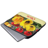 Gele en rode laptophoes laptop sleeve (Voorkant onderkant)