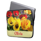 Gele en rode laptophoes laptop sleeve (Voorkant Links)