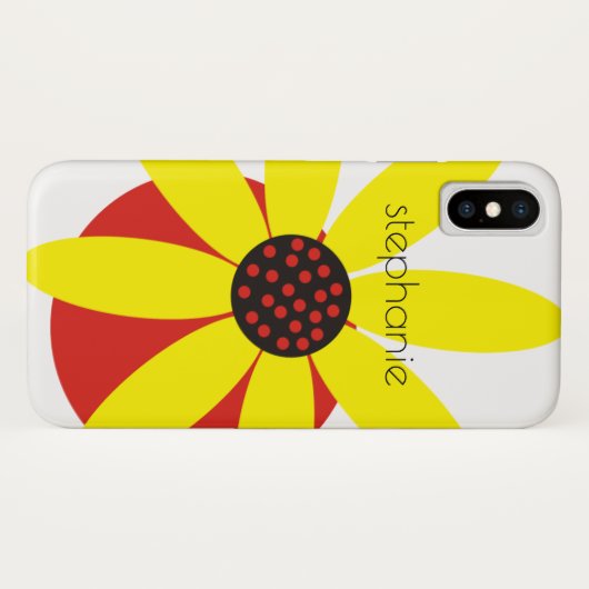 Gele en rode madeliefje bloem en naam bloemenkleur Case-Mate iPhone case (Achterkant (horizontaal))