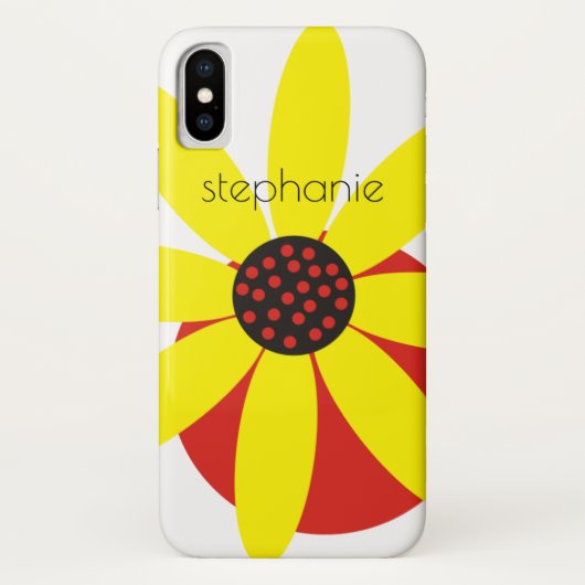 Gele en rode madeliefje bloem en naam bloemenkleur Case-Mate iPhone case (Achterkant)