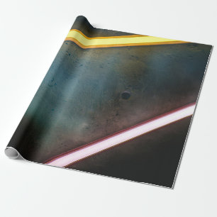 Gele en rode metalen staaf cadeaupapier