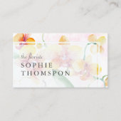 Gele en rode orchideeën elegant visitekaartje (Voorkant)