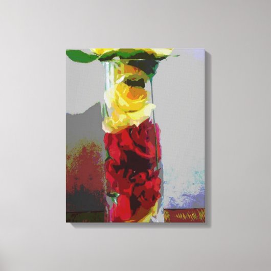 Gele en rode rozen canvas afdruk (Voorkant)
