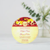 Gele en rode Rozen voor de bruiloft Kaart (Staand voorkant)