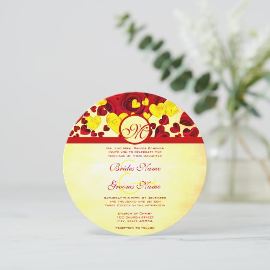 Gele en rode Rozen voor de bruiloft Kaart (Staand voorkant)