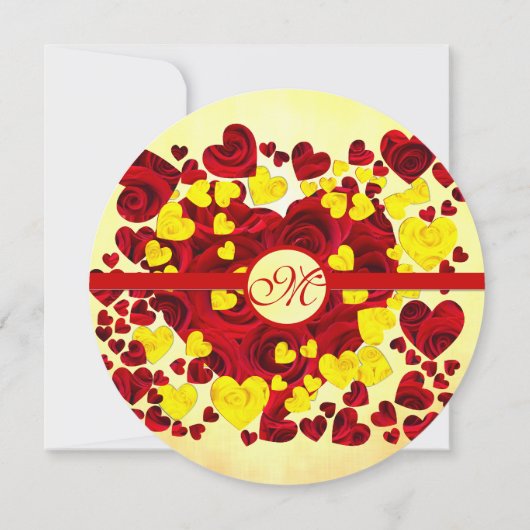 Gele en rode Rozen voor de bruiloft Kaart (Achterkant)