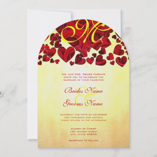 Gele en rode Rozen Weddenschap Kaart (Voorkant)
