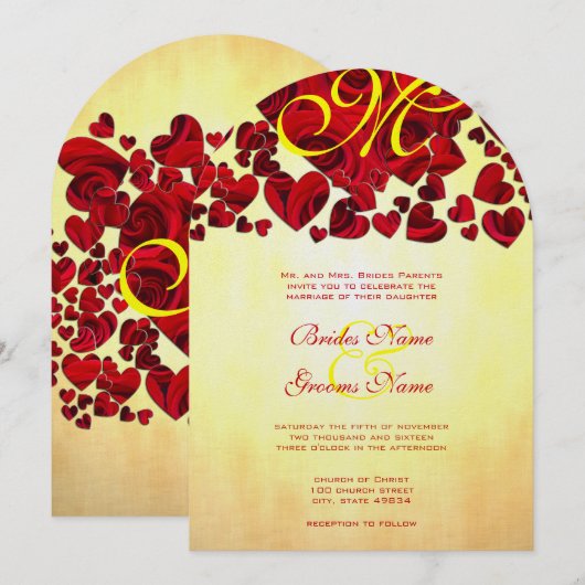 Gele en rode Rozen Weddenschap Kaart (Voorkant / Achterkant)