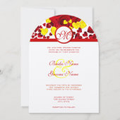 Gele en rode Rozen Weddenschap Kaart (Voorkant)