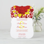 Gele en rode Rozen Weddenschap Kaart (Staand voorkant)