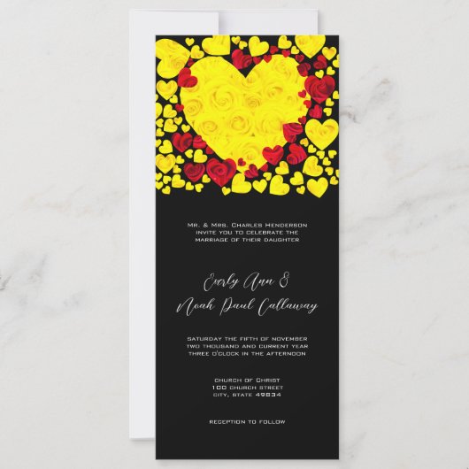 Gele en rode Rozen Weddenschap Kaart (Voorkant)
