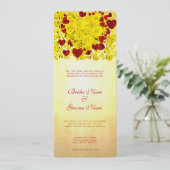Gele en rode Rozen Weddenschap Kaart (Staand voorkant)