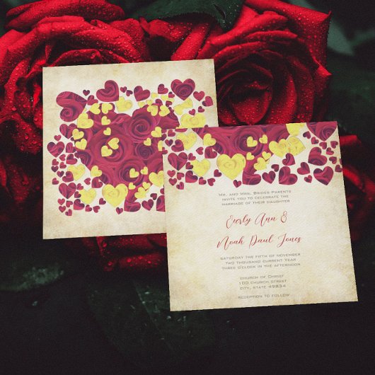 Gele en rode Rozen Weddenschap Kaart