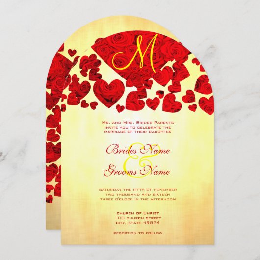 Gele en rode Rozen Weddenschap Kaart (Voorkant / Achterkant)