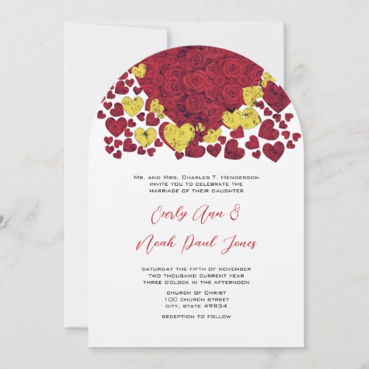 Gele en rode Rozen Weddenschap Kaart (Voorkant)