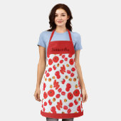 Gele en Rode Tomaat Gekleurde Potloodtekening Schort (Gedragen)