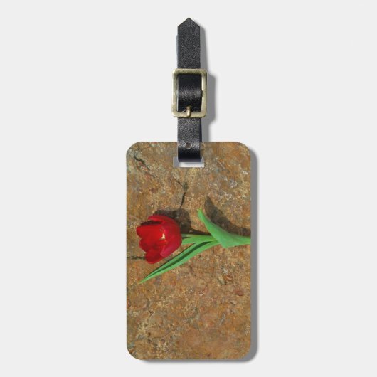 gele en rode tulp bagagelabel (Voorkant verticaal)