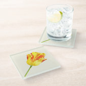Gele en rode tulp glazen onderzetter (Schuin)
