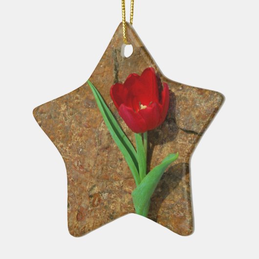 gele en rode tulp keramisch ornament (Links)