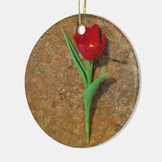 gele en rode tulp keramisch ornament (Links)