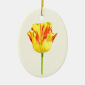 Gele en rode tulp keramisch ornament (Voorkant)