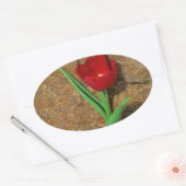 gele en rode tulp ovale sticker (Envelop)