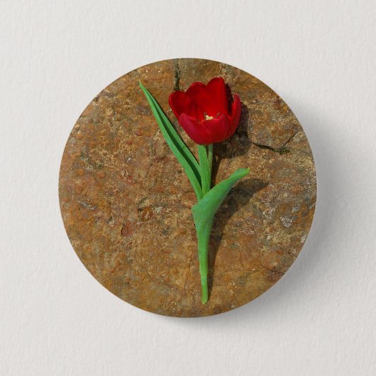 gele en rode tulp ronde button 5,7 cm (Voorkant)