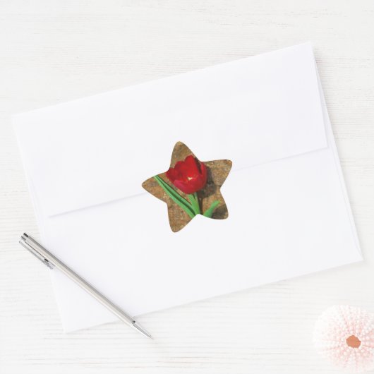 gele en rode tulp ster sticker (Envelop)