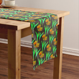Gele en Rode Tulp Tafel Runner Korte Tafelloper