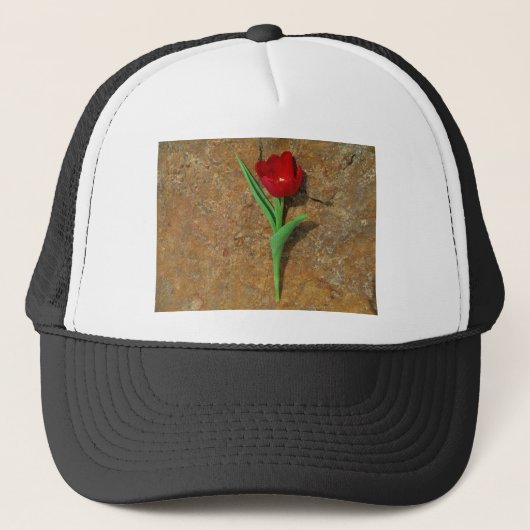 gele en rode tulp trucker pet (Voorkant)