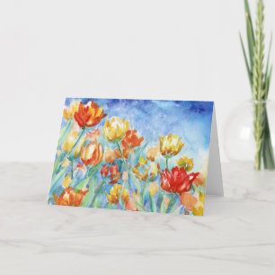 Gele en rode tulpen Blank Notecard Bedankkaart