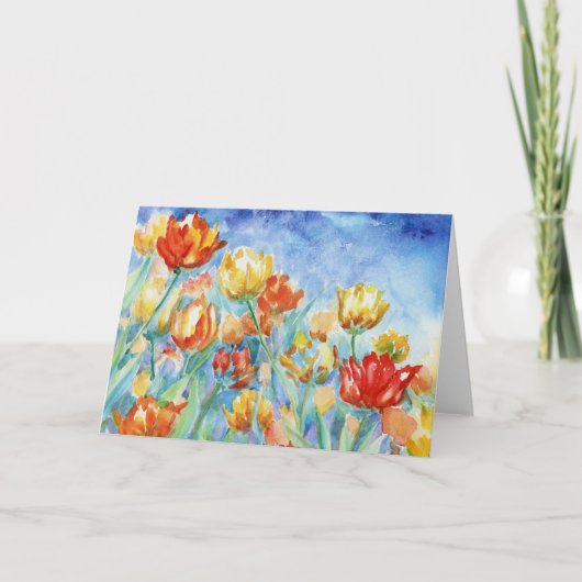 Gele en rode tulpen Blank Notecard Bedankkaart (Voorkant)