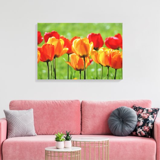 Gele en rode tulpen canvas afdruk (Insitu (Woonkamer))