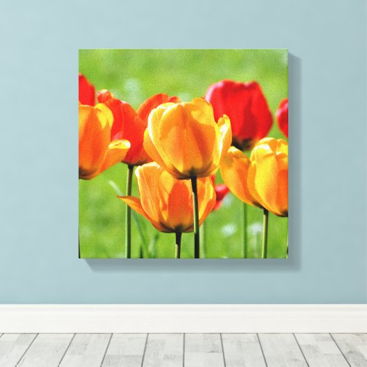 Gele en rode tulpen canvas afdruk (Insitu (Houten vloer))