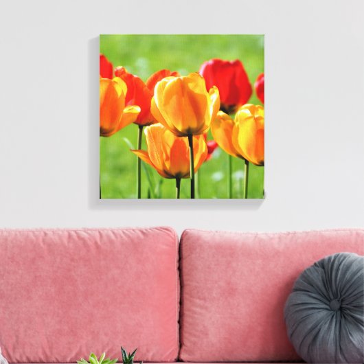 Gele en rode tulpen canvas afdruk (Insitu (Woonkamer))
