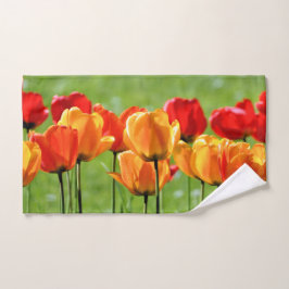 Gele en rode tulpen handdoek