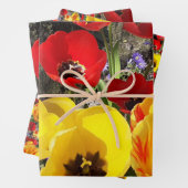 Gele en rode tulpen inpakpapier vel (In situ)