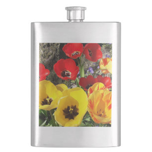 Gele en rode Tulpen Klassieke Hip Flask Flacon