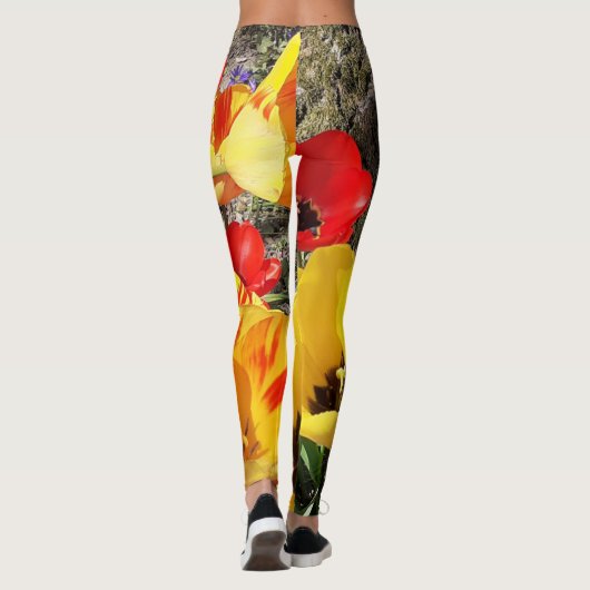 Gele en rode tulpen leggings (Achterkant)
