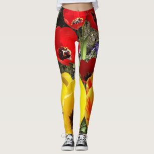Gele en rode tulpen leggings