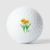 Gele en rode tulpen met tekst golfballen (Voorkant)