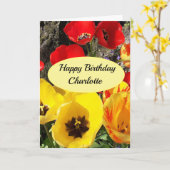 Gele en rode Tulpen op dagkaart Kaart (Gele Bloem)