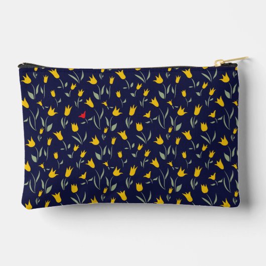 Gele en rode tulpen op de achtergrond van de marin etui (Achterkant)