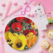 Gele en rode tulpen papieren bordje (Feest)